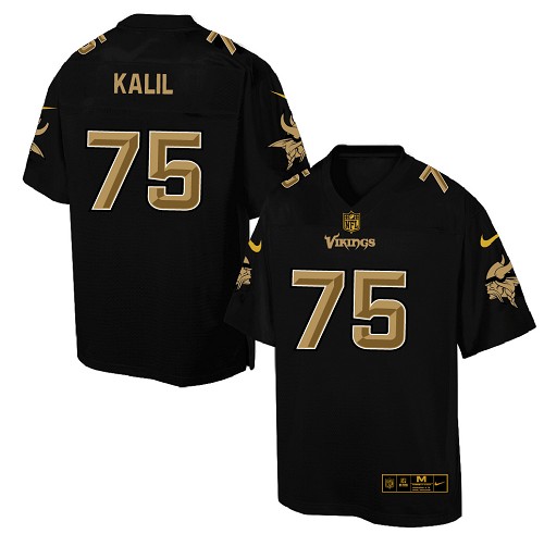 Men's Elite Matt Kalil Nike Jersey Black - #75 Pro Line Gold Collection NFL Minnesota Vikings
